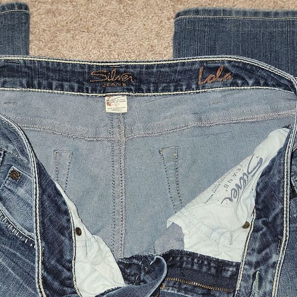 Silver Western Glove Works Lola Stretch Flare Thick Stitch Jeans Plus Size 34 - Picture 4 of 6